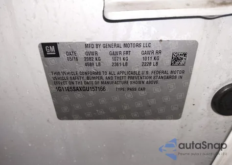 2016 Chevrolet Malibu Limited Ltz z USA, uszkodzony, nr VIN 1G11E5SAXGU157166